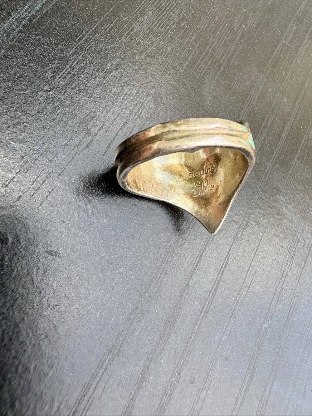 Vintage S. Ray Sterling Silver Ring with Opal and Clear Stone - Size 8.5